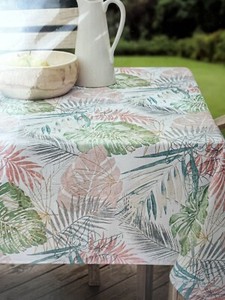 Tess Easy Care Textured Tablecloth Oblong 60"x84" Spring Palm & Fern