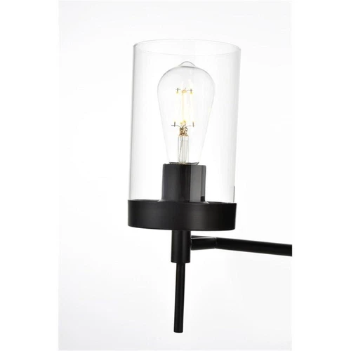 Living District Benny 3-Light Iron & Glass Bath Sconce in Black/Clear - Picture 4 of 6