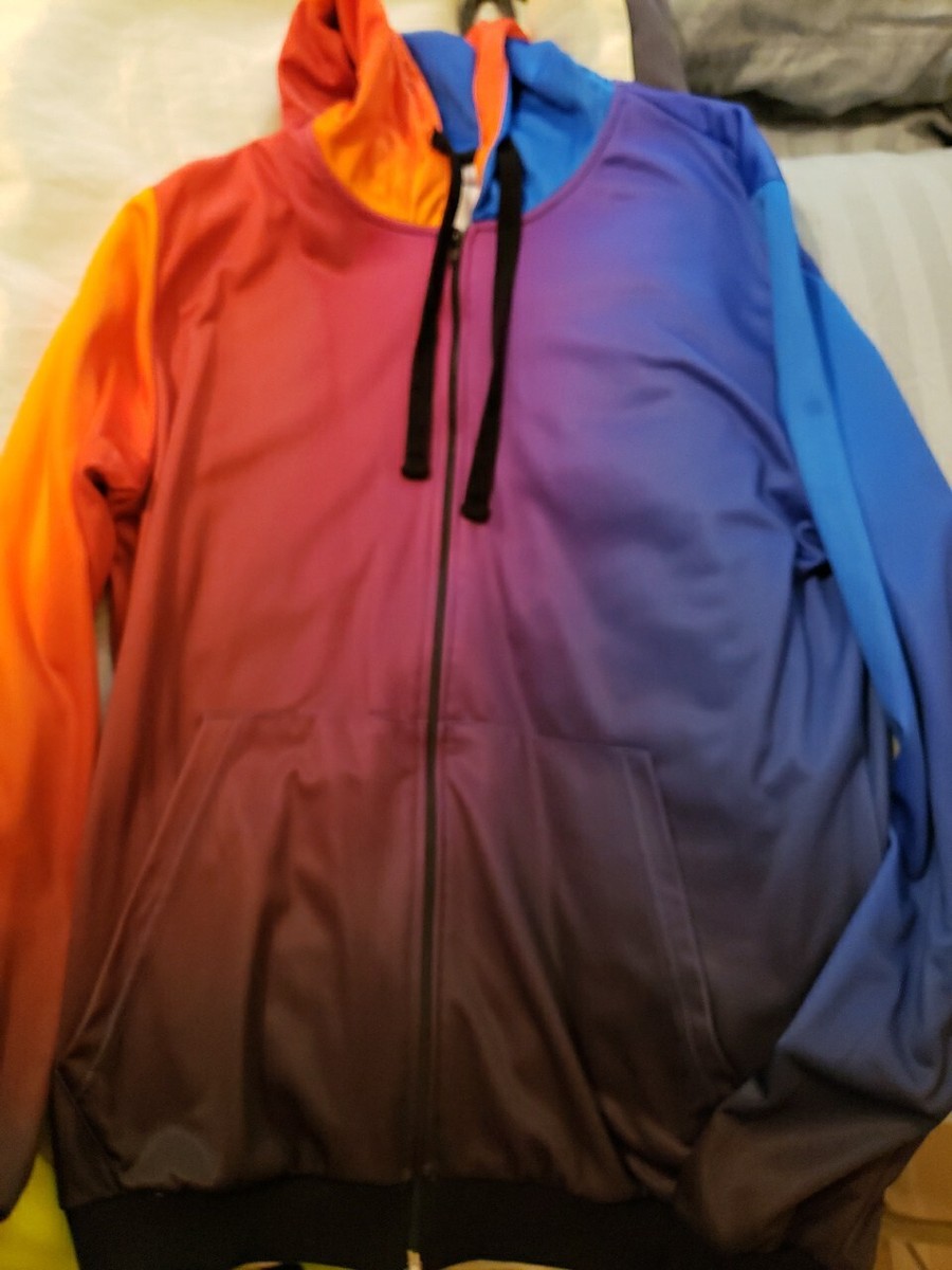 Mens 2XL Rainbow Multicolor Zipped Hoodie | eBay
