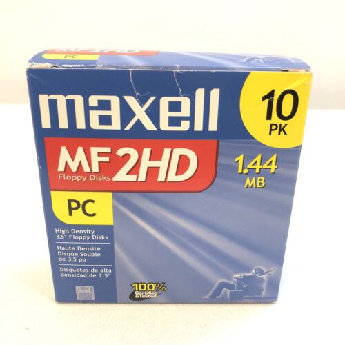 MAXELL MF 2HD 3.5"" DISQUETES 1.44MB ALTA DENSIDAD PAQUETE TOTALMENTE NUEVO LOTE DE 9 PIEZAS - Imagen 1 de 4