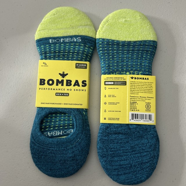 Bombas Socks Performance No Show Hex Tec Unisex Men Women 1 Pair X