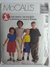  McCalls Sewing Pattern 2108 Size M - XL Unisex Boys Girls Pants Shorts Uncut 