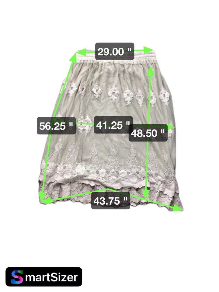 Falda Floral Indigo Soul Grande Verde Bordada con Banda Elástica Foto 4 de 4