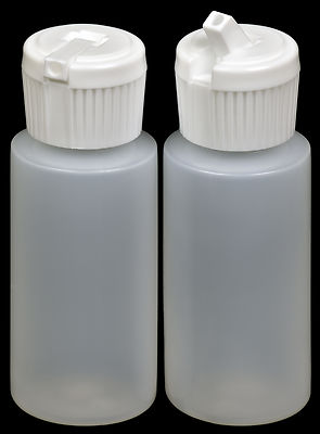 Plastic Bottle w/White Turret Lid, 1-oz., (HDPE), 12-Pack, New