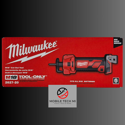 Milwaukee 2627-20 M18 Cut Out Tool 18V w/ 1/8'' Drywall Bit & Collet, 1/4'' Wrench
