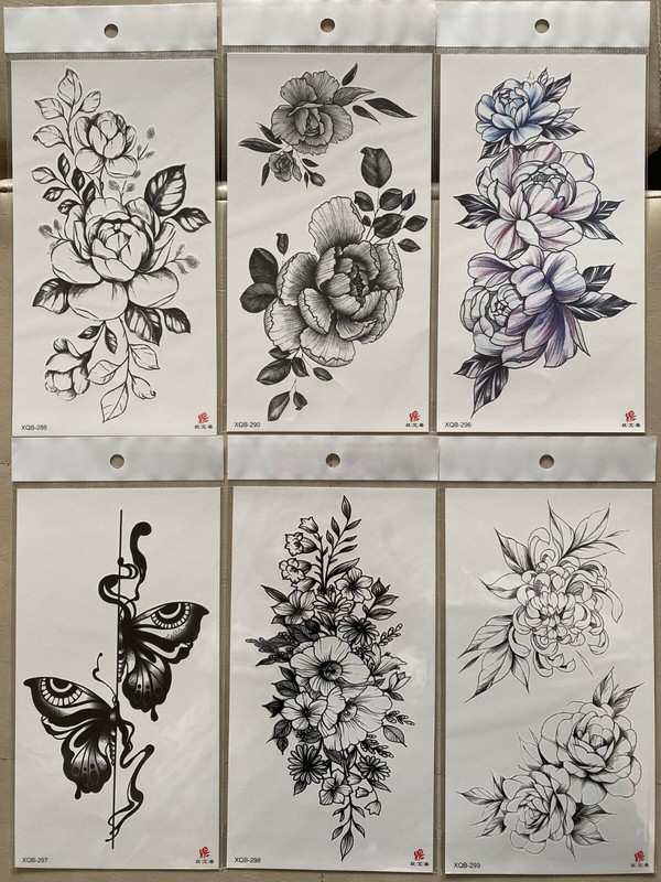 6 X Flowers Temporary Body Arm Tattoo Sticker Half Sleeve Fake Waterproof  US