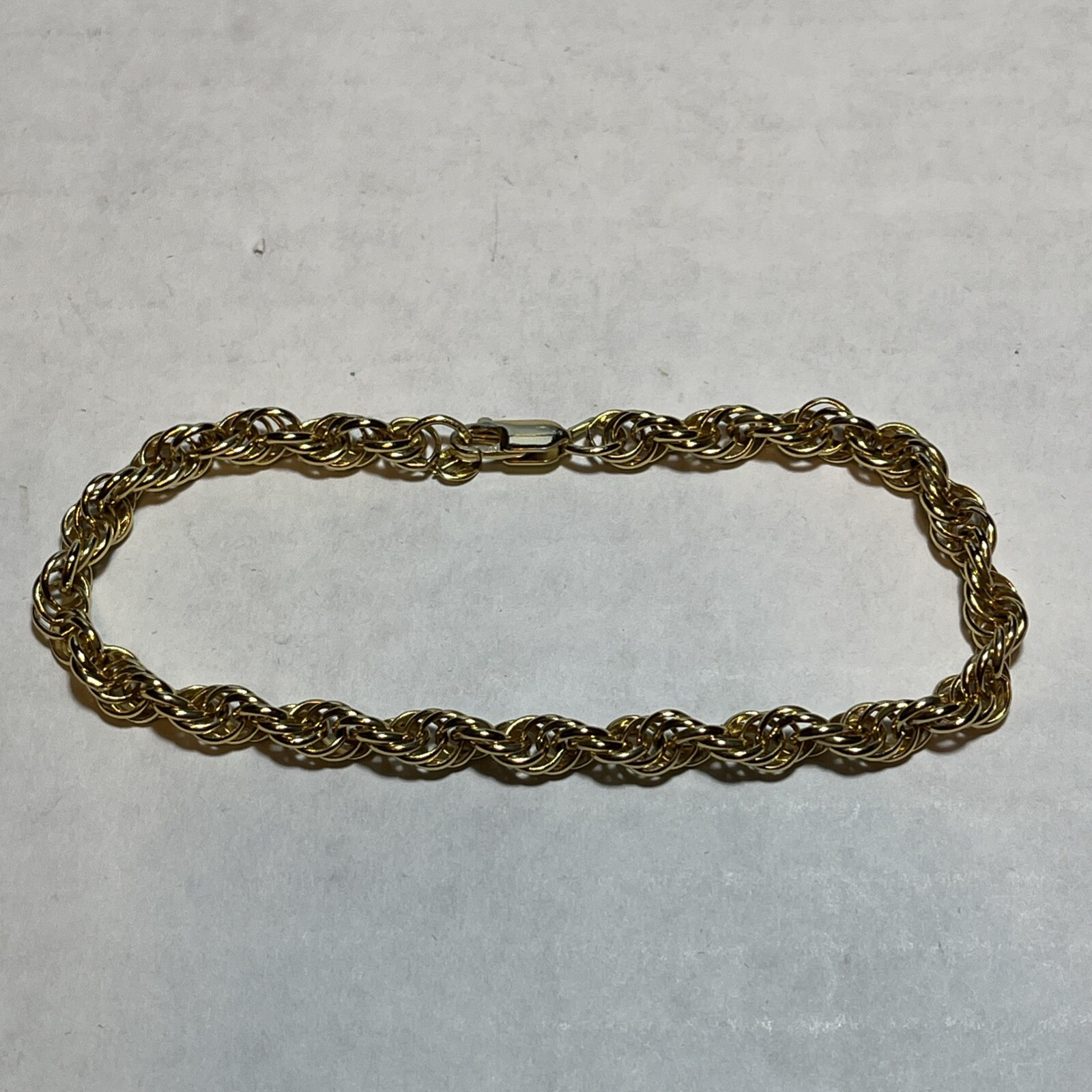 Solid 925 Gold Vermeil Twisted Rope Chain Bracelet 8”
