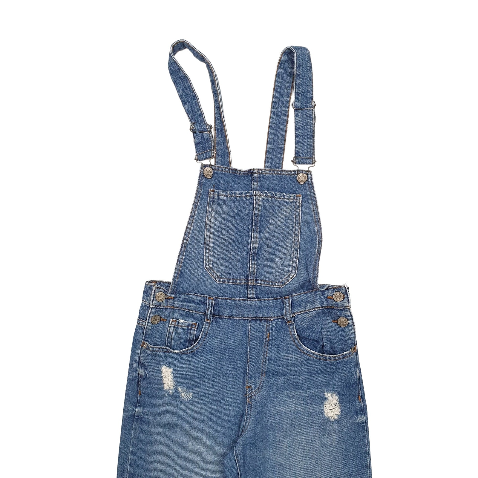 BERSHKA Dungaree Trousers Cotton Blue Mens W27 L27 image 2