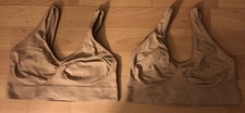 Lot Of 2 Gently Used Beige Medium Genie Sports Bras Does Not Take Pads 