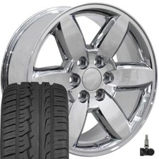 20 Inch Chrome 5420 Rims Tires Tpms Set Fit Silverado Tahoe Suburban