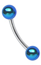 Piercing Gioielli Intimo Titan Banana 1,6mm Con 2 Anodizzato Acciaio Sfere A 3mm