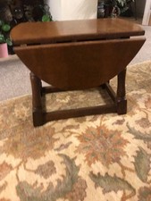 English Oak Table Small Side Table  Drop Leaf