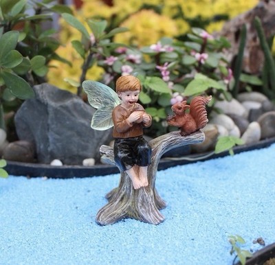 Blumenfee Eichhörnchen Mini Fee Garten Landschaft Miniatur Figuren Harz Deco DIY