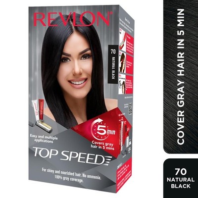 Revlon Top Speed Hair color Women, Natural Black 70 | 40g + 40g + 15 Ml)