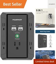 Multi Outlet Extender Surge Protector - Multi Plug Wall Outlet with 5 AC Outl...