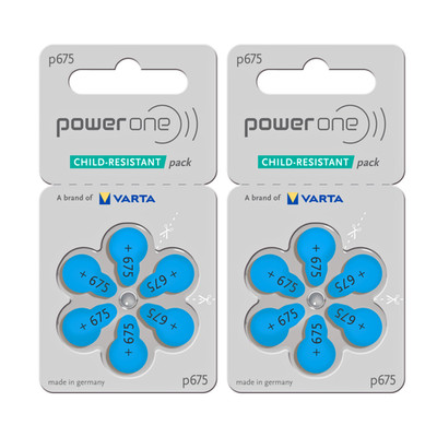 Power One PR44 Size 675 MF 0%Hg Zinc Air Hearing Aid Batteries (48 Pack)