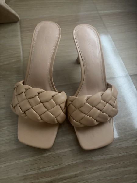 Women’s braided heeled sandal slides mules