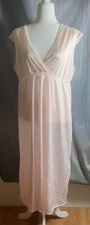 Vtg Val Mode Nightgown Sheer Shift Sleeveless Size LARGE Shimmery Pink Soft