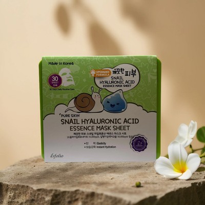 Hydrating  Firming Care | Snail Hyaluronic Acid Sheet Masks by Esfolio   30 pack