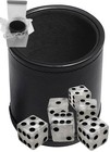 (6) 16mm Marbleized Pearl Dice + PU Leather Black Felt Lined Cup Sealed Box — photo 1