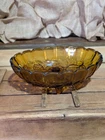 Vintage Indiana Glass Harvest Grape Amber Iridescent Footed Oval Fruit Bowl