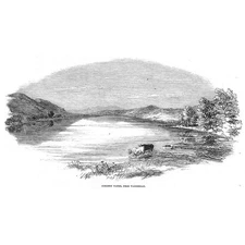 CONISTON WATER View from Waterhead - Antique Print 1851