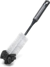Image of Addis ComfiGrip Long Handled Bottle Brush with Sponge Scrub, Metallic Graphite