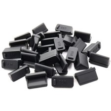 30 Silicone USB Port Covers Dust Protectors for Female End - Black