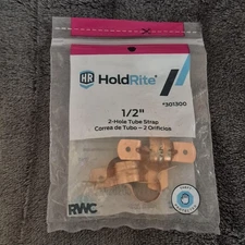 HoldRite 2-Hole Tube Strap 1/2 Inch Copper Plated Steel Pipe Support #301300 New