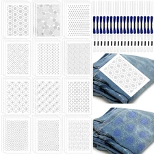 108pcs Sashiko Embroidery Pattern Set Stabilizers Water Soluble Embroidery Tr...