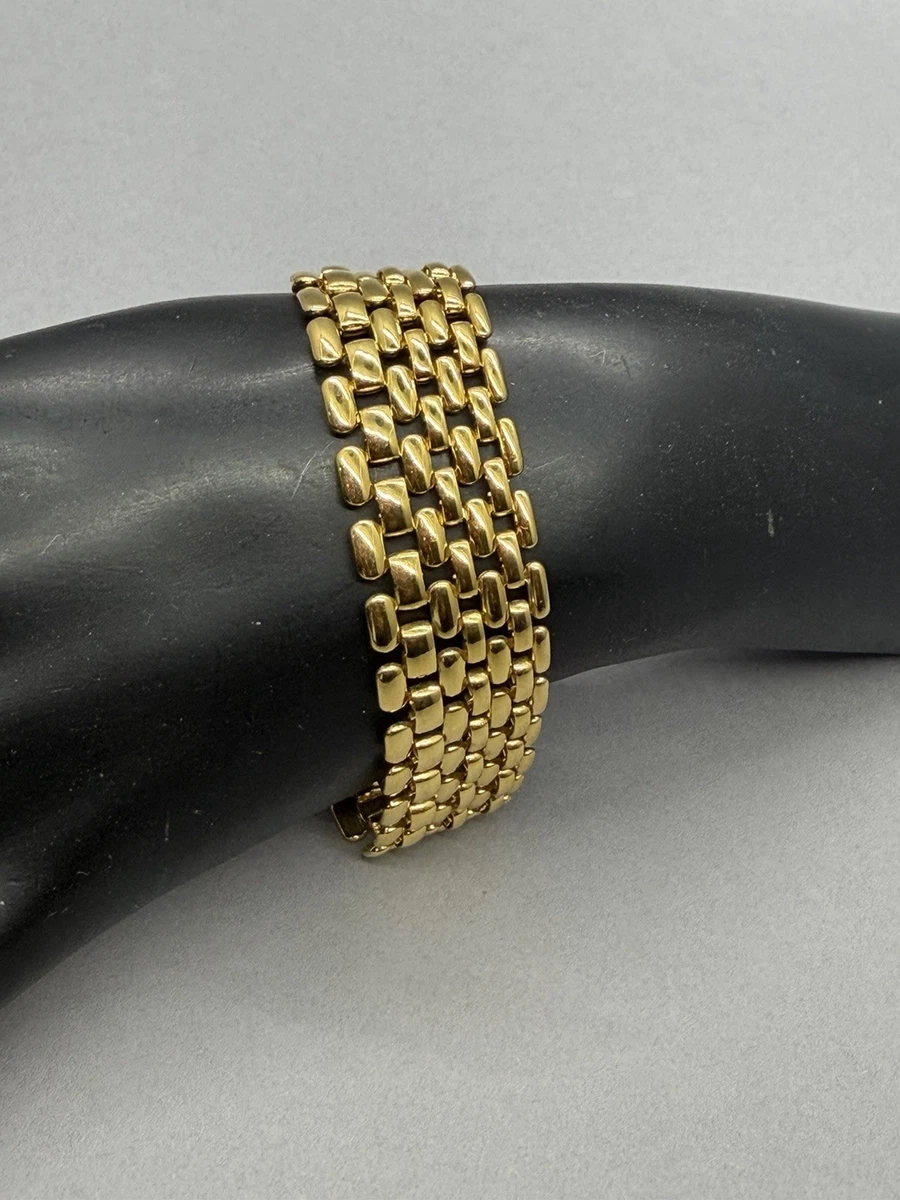 Bracelet Homme En Or 18K Maille Panther Vintage Années 70 - Made In Italy - 21,5 Cm