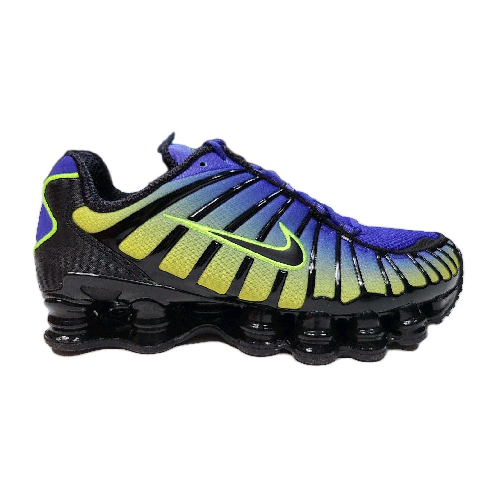 Nike Mens 9 9.5 Shox TL Running Shoes Sneakers Lapis Volt Ice Black AV3595-401
