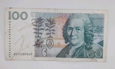 1998 SWEDEN, Sveriges Riksbank - 100 Kronor SEK Banknote Serial No. 8072283929