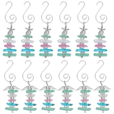 12Pcs 2 Styles Christmas Beaded Cyrstal Ornament Kit with Hook Christmas Tree...