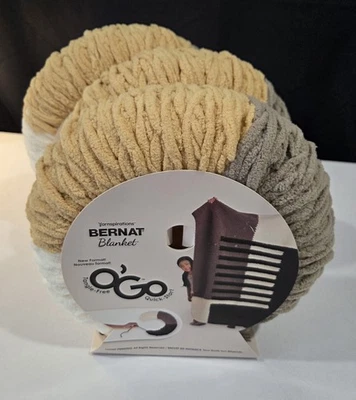 3 Bernat Blanket O'Go Tangle Free Yarn Milk & Honey Wt. 6 Super Bulky - Image 1 of 3