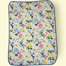 Vintage Looney Tunes Crib Quilt Flat Fitted Sheet Set Alphabet 90s Tweety USA