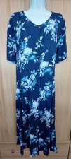 Navy Blue Floral Back Belted Retro Shirt Dress Size 24 BNWT 