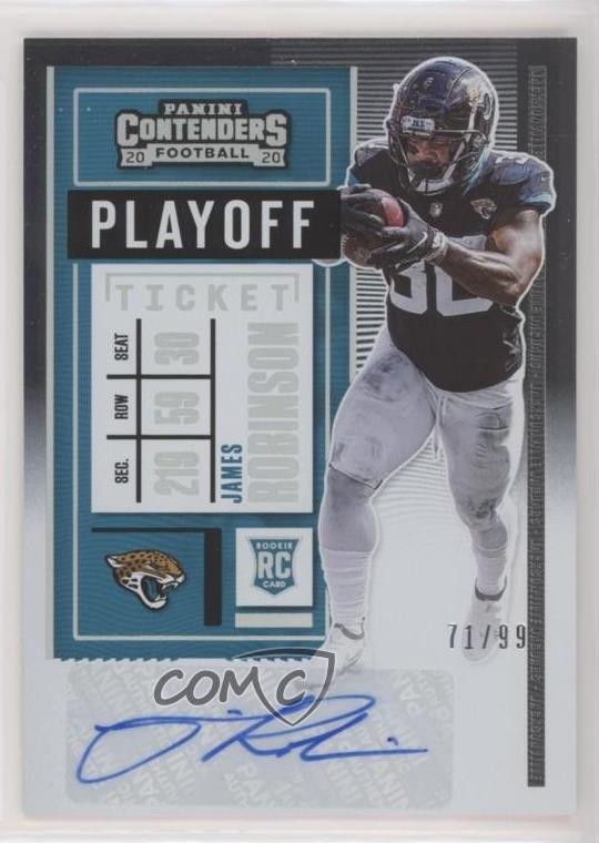 2020 Panini Contenders Playoff Ticket 71/99 James Robinson Rookie Auto RC 00jz