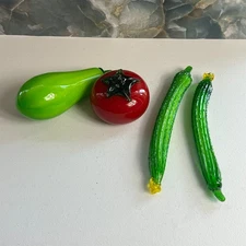 Unbranded Hand Blown Glass Vegetables Set of 4 Murano Style Vintage