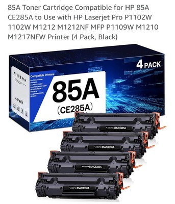 4 Pack 85A BLACK Toner Cartridge Compatible for HP 85A CE285A - Open Box