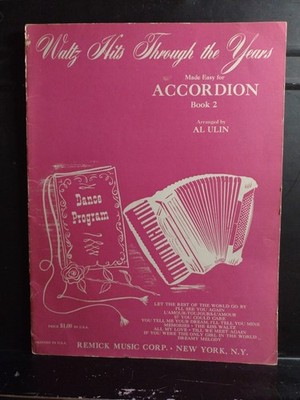 Easy Accordion Songbook Waltz Hits Through The Years Book 2 Remick 1959 VG Cond!