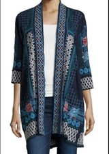 Johnny Was Sweater Kimono XL Embroidered Floral Cardigan Vintage Duster Pockets