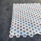 Antique Grandmother's Flower Garden Hand Stitched Quilt Scalloped Edge 84x69 — photo 2