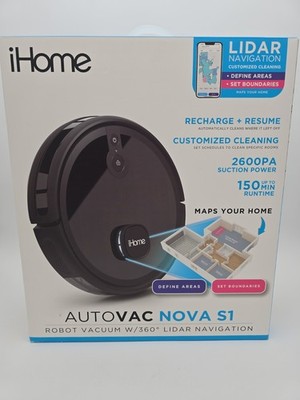 New In Box iHome  Autovac Nova S1 Robot Vacuum w/360 Degree LiDAR Navigation