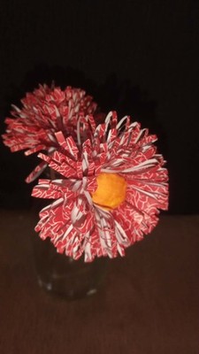 30 x  Papier Blumen mit Floristen Draht, 6 cm,  ELIT ETNO DEKORATION; Party
