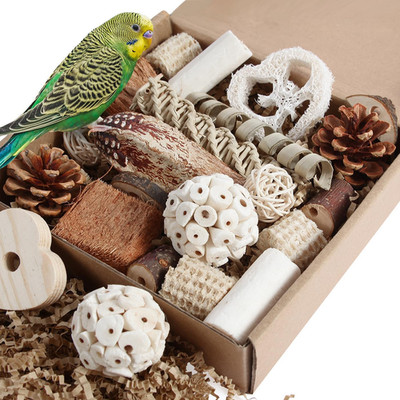 Natural Bird Foraging Box Toy for Parakeets Cockatiels Conures Medium