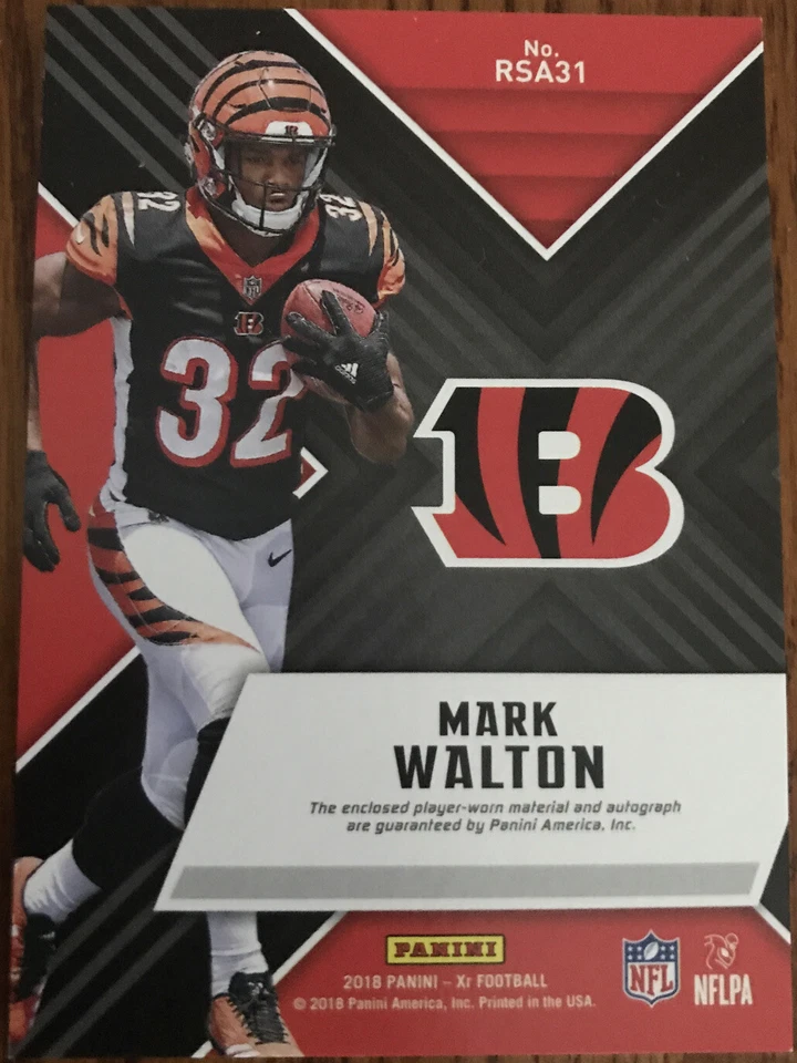 2018 Panini XR Rookie Swatch Autographs Mark Walton #RSA31 #’d 007/199 - Image 2 of 3