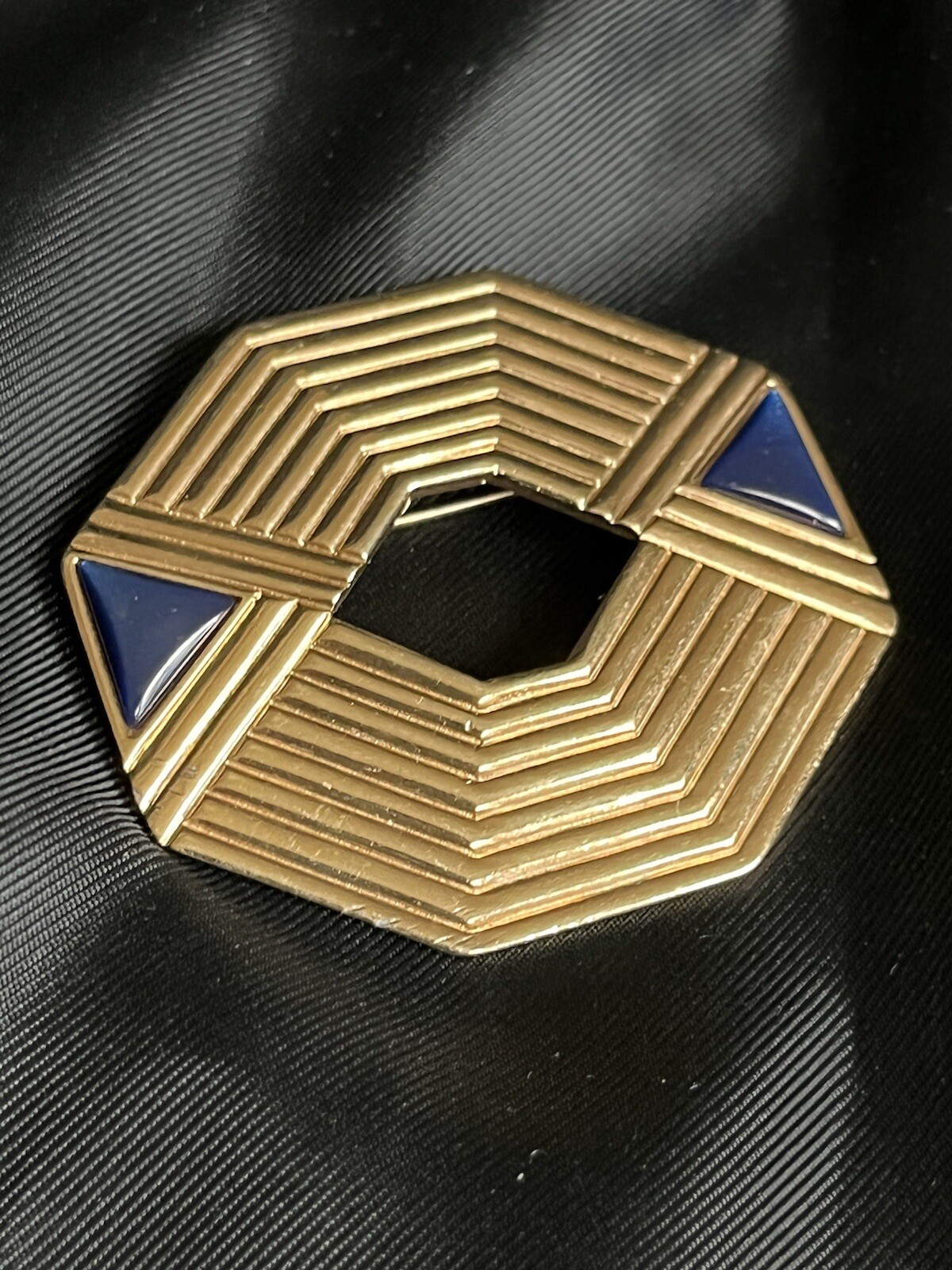 Vintage Octagon Nile Art Deco Pin Brooch Blue Enamel … - Gem