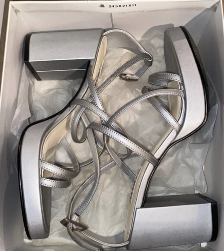 Matte Silver Chunky Heel Elegant | eBay