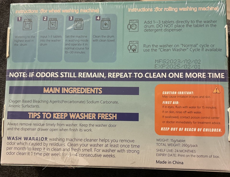 Wash Warrior Washing Machine Cleaner Deep Clean formula 15 Tablets eBay